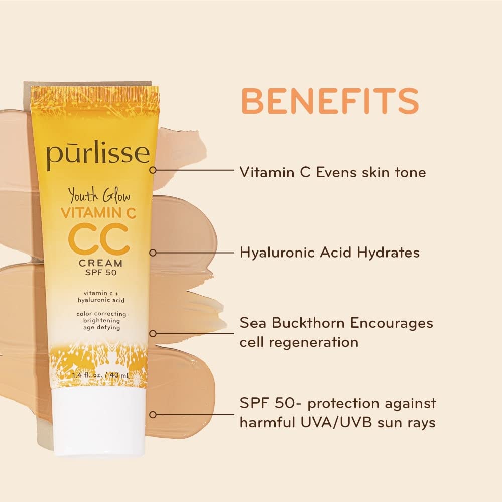 pūrlisse Youth Glow Vitamina C CC Crema con SPF 50 \u2013 Corrector...