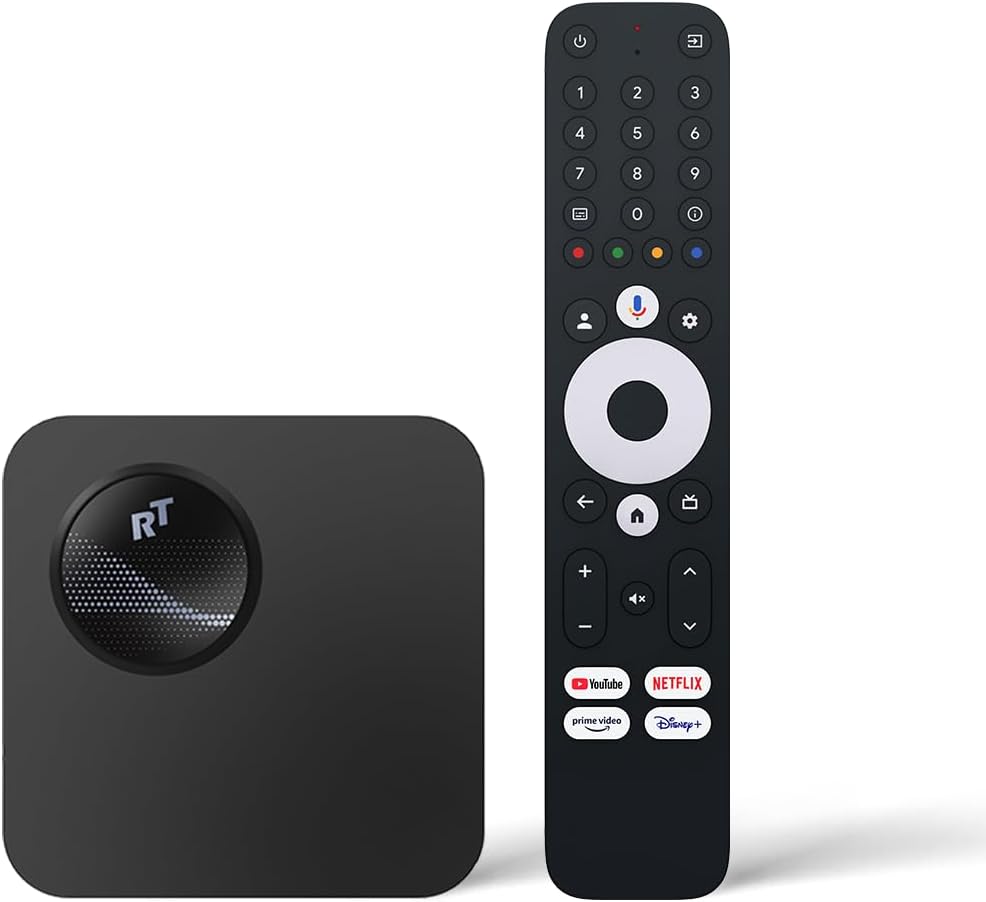 RockTek GX1 4K Reproductor de transmisión de Google TV, Dolby Vision y Atmos, Wi-Fi 6 (renovado)