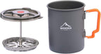 widesea Cafetera de camping de 25.4 fl oz, cafetera de prensa francesa, olla ligera para mochileros con mango plegable para camping, senderismo, cocción al fuego