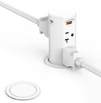 Toma de corriente desplegable de 20 A para encimera, tira de alimentación empotrada con agujero de 2.5 pulgadas, receptáculo resistente a manipulaciones, USB C de 20 W, 4 tomas, ahorro de espacio para cocina, escritorio de oficina, cable de extensión de 1
