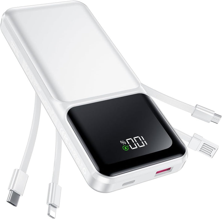 Cargador portátil con cable integrado - Carga rápida de 22.5W, banc...