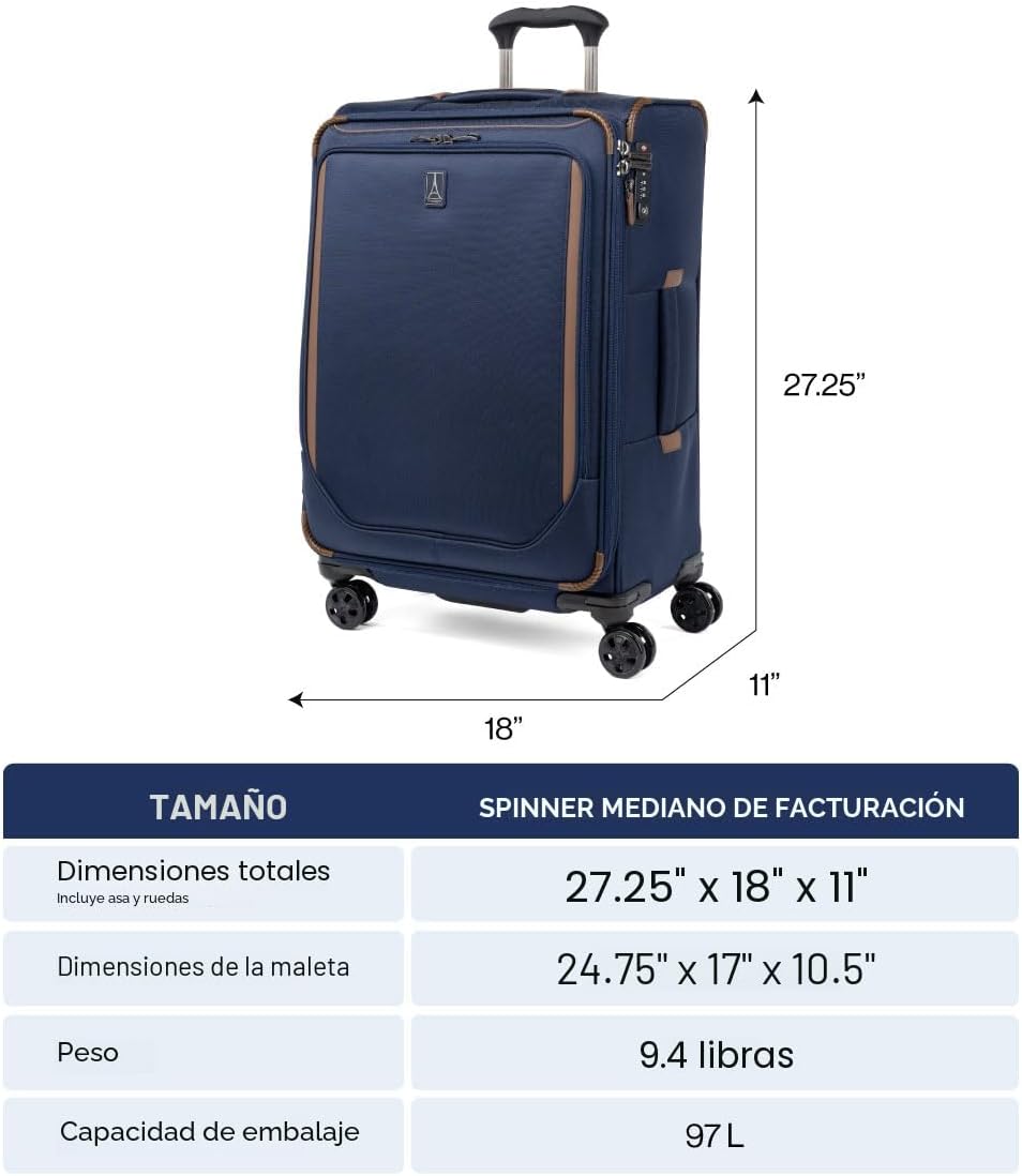 Travelpro Crew Classic Maleta de mano ligera, extensible, de lados suaves, Azul patriota