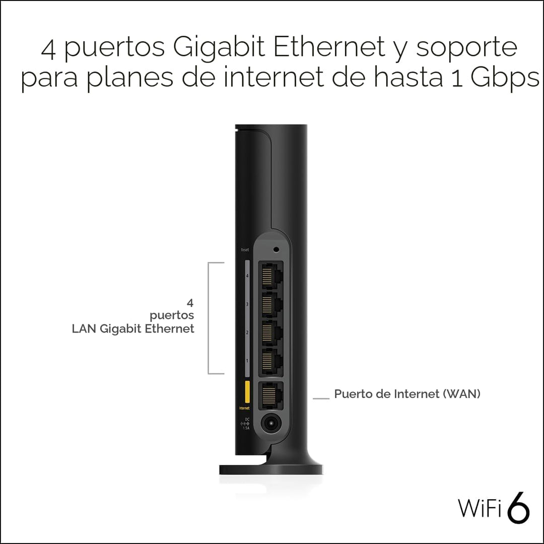NETGEAR Enrutador WiFi 6 de 4 flujos (R6700AX): solo enrutador, vel...