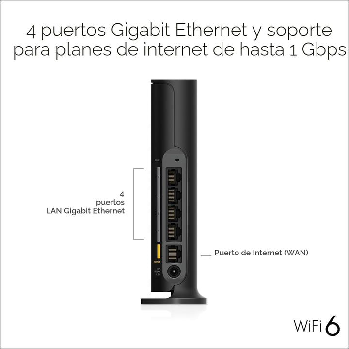 NETGEAR Enrutador WiFi 6 de 4 flujos (R6700AX): solo enrutador, vel...