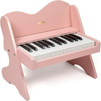 Teclado de Piano para Niños ZIPPY, Piano Digital de 25 Teclas para Niños, Volumen Ajustable, Mini Instrumento Educativo Musical de Juguete, Juguete de Madera para Niñas y Niños Pequeños (Rosa)