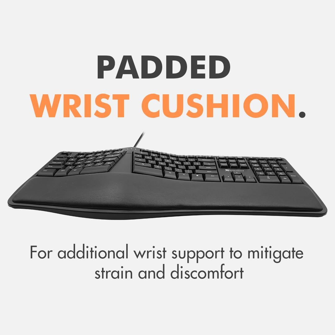 Teclado Ergonómico con Cable X9 con Reposamuñecas Acolchado - Escri...