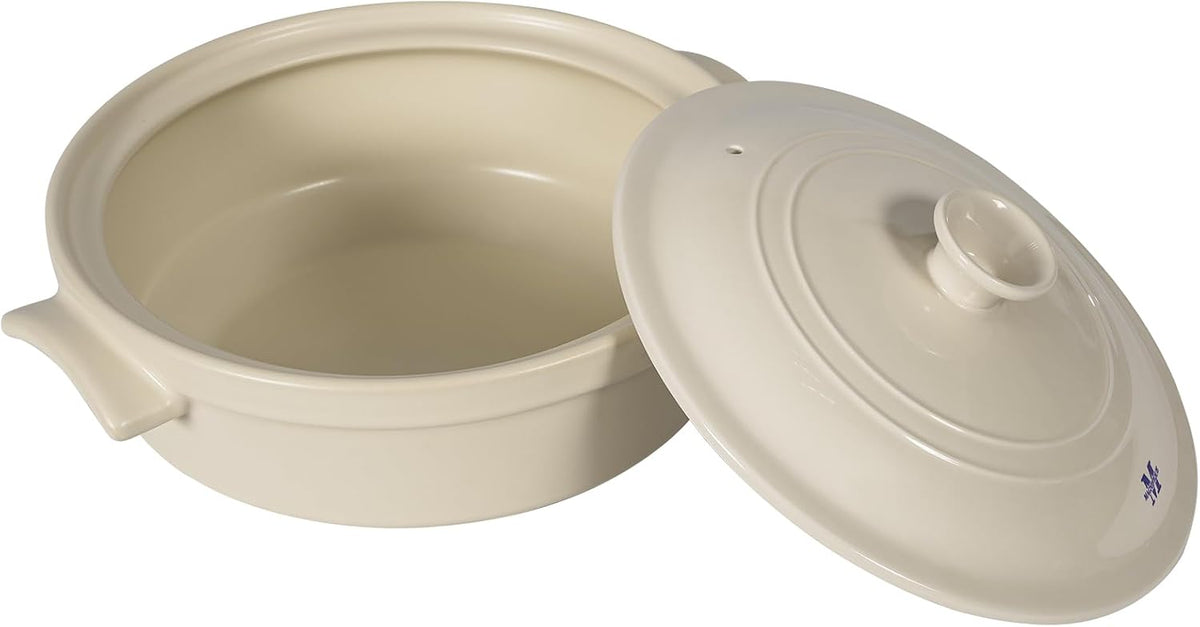 Magnifique - Olla de franela de 5 cuartos de galón con tapa, olla de arcilla natural para cocinar, cacerola no tóxica sin PFAS para horno y estufa, horno holandés para cocción lenta, hornear y servir