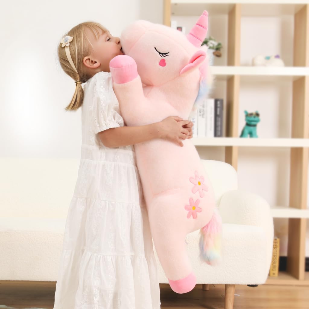 Peluche de unicornio rosa gigante lindo de 32 pulgadas