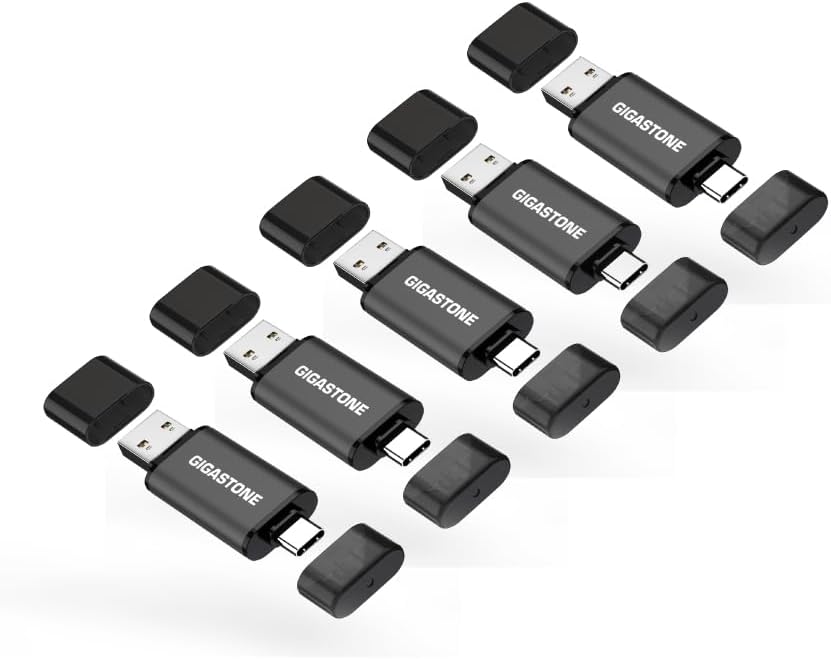 GIGASTONE Unidad flash USB dual de 64 GB, paquete de 5, USB 3.2 Gen...