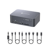 Conmutador KVM de acceso AV USB C Estación de acoplamiento Monitore...
