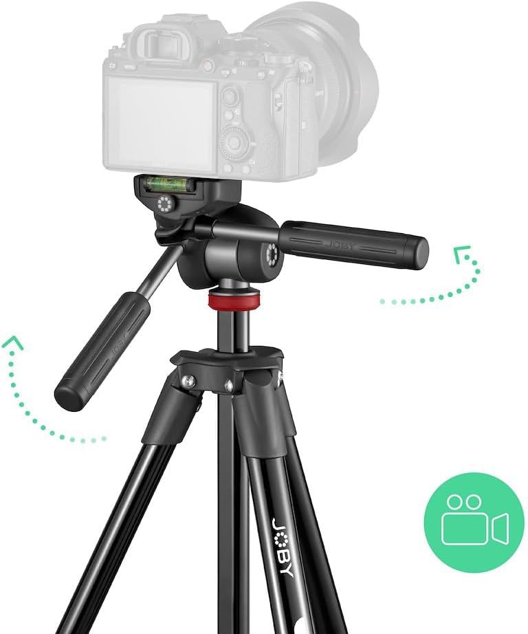 Joby Trípode compacto avanzado para cámara con cabezal de 3 vías, fijación universal de liberación rápida de ¼ a 20 pulgadas y bolsa de transporte, para CSC, DSLR, cámara sin espejo, Smartphone