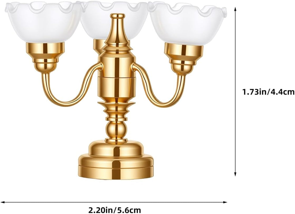 Lámpara TOYANDONA Candelabro de casa de muñecas a escala 1/12, pantalla de flores, lámpara de techo para casa de muñecas, luces en miniatura, funciona con pilas, para decoración de accesorios de casa de