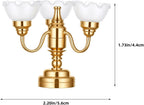 Lámpara TOYANDONA Candelabro de casa de muñecas a escala 1/12, pantalla de flores, lámpara de techo para casa de muñecas, luces en miniatura, funciona con pilas, para decoración de accesorios de casa de