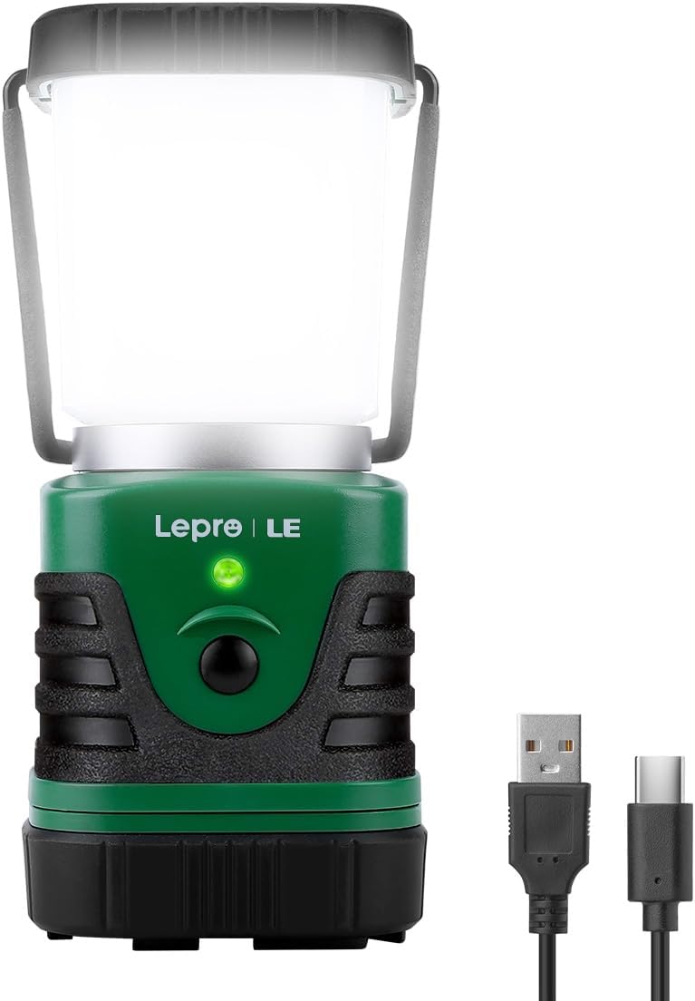 Lámpara LE farol led portátil para camping de 500 lúmenes, 3 modos, a batería, lámpara impermeable IPX4 para senderismo, pesca, para interiores, exteriores, para emergencias
