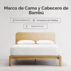 Nectar Base de cama y cabecera de plataforma de bambú, natural, individual, patas de soporte central flotantes, altura de 12 pulgadas, fácil de instalar sin herramientas, contemporáneo, listones de