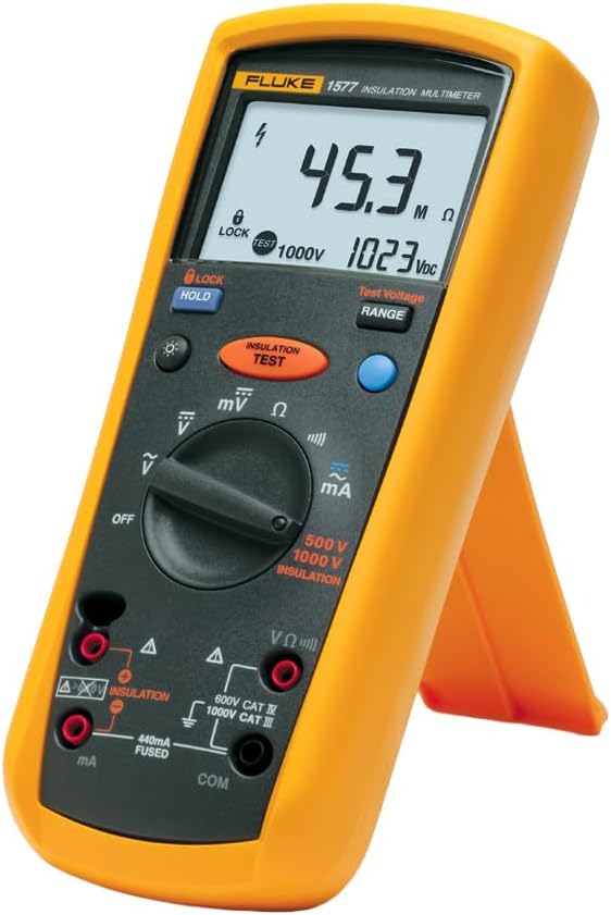 Fluke Multímetro de aislamiento 1577, pantalla LCD, resistencia de 600 megaohm, voltaje 500/1000V