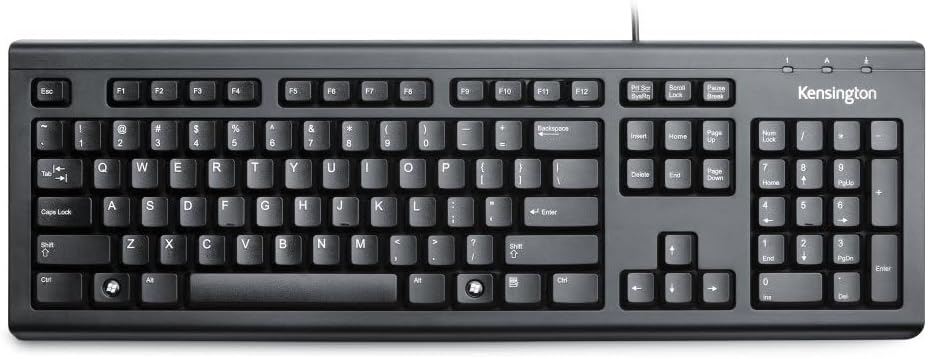 Kensington Teclado Valu con cable, teclado QWERTY, 104 teclas, negr...