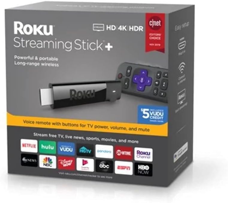 Roku Streaming Stick+ | Dispositivo de transmisión HD/4K/HDR con control remoto inalámbrico de largo alcance y voz con controles de TV (renovado)