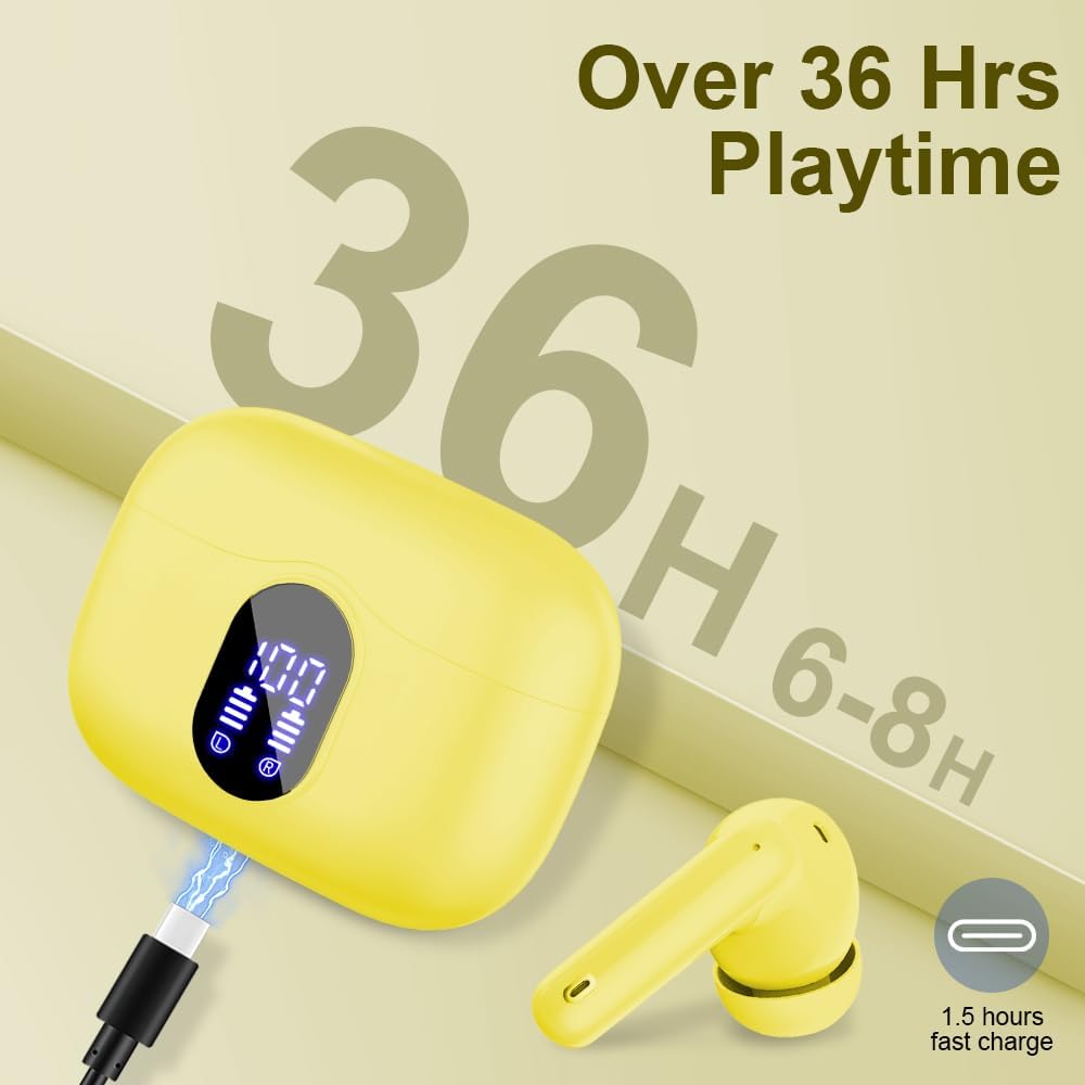 Auriculares inalámbricos, auriculares Bluetooth 5.4 con graves esté...