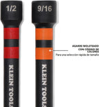 Klein Tools 32940 SAE Juego de Llaves de Tuercas de Impacto Huecas Magnéticas, 6 Piezas Codificadas por Color Llave de Tuercas Hueca de Potencia con Alcance Extendido, 6 Tamaños SAE