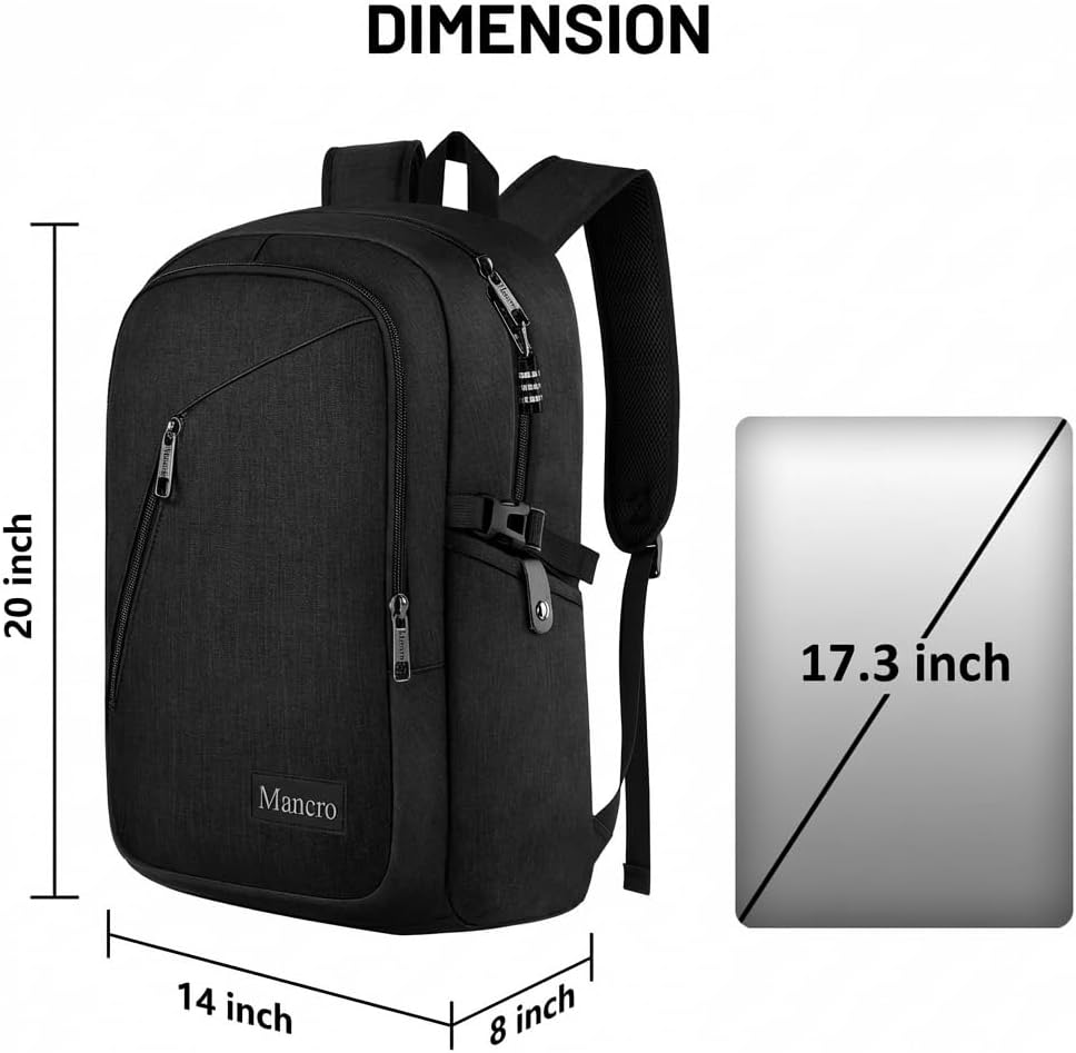 Mancro Mochila para laptop de 17.3 pulgadas antirrobo, mochila de n...