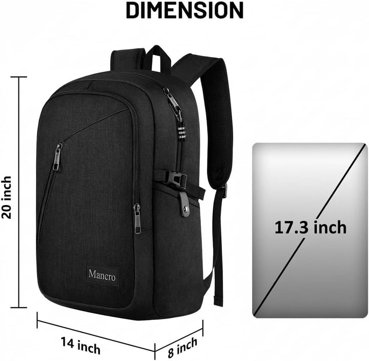 Mancro Mochila para laptop de 17.3 pulgadas antirrobo, mochila de n...
