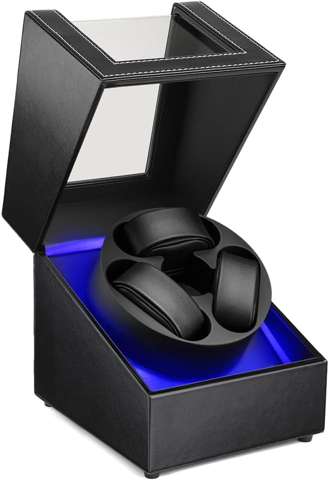 Watch Winder para 3 relojes automáticos, motor japonés silencioso
