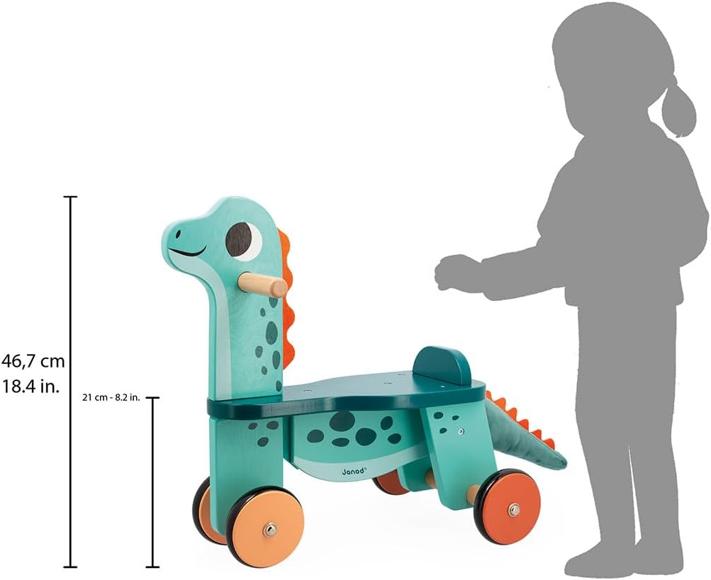 Janod - Dino - Juguete de dinosaurio de madera para niños - 18.5 pulgadas