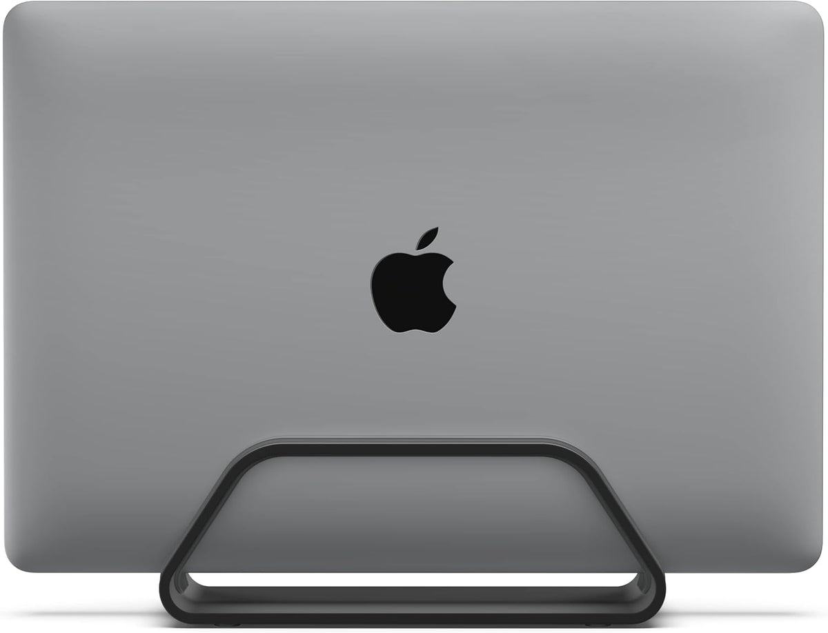 HumanCentric Soporte vertical para laptop compatible con MacBook Pro y MacBook Air, soporte para escritorio de computadora personal, aluminio, insertos intercambiables para adaptarse a diferentes