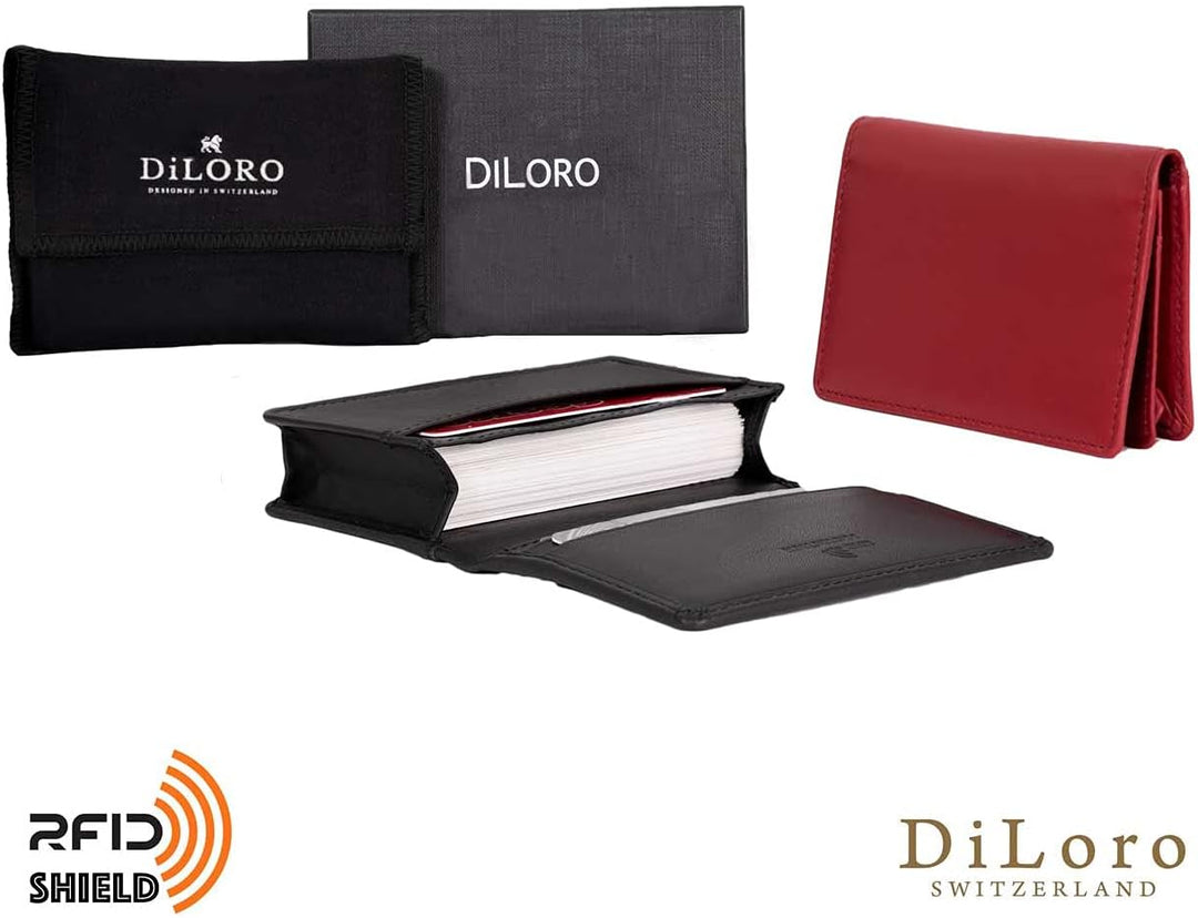 DiLoro Cartera de cuero RFID para hombres o mujeres, tarjetero pleg...