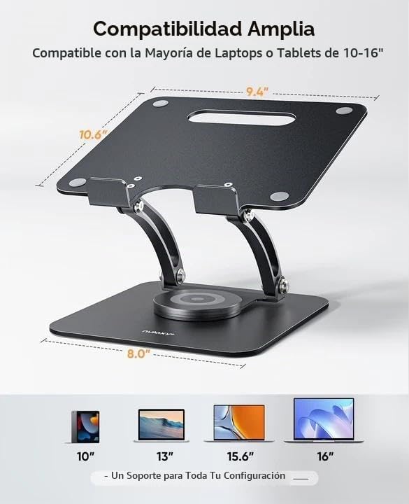 Nulaxy Soporte ergonómico giratorio de 360° para computadora portát...