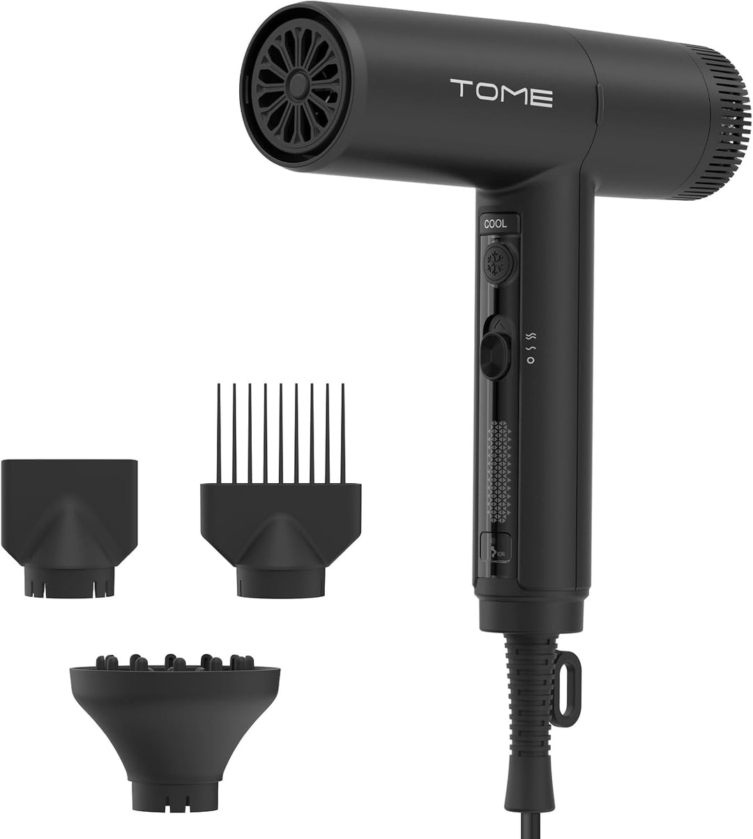 TOME Secador de pelo de 1875 W, motor de alta velocidad, sin escobi...