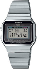 Casio Reloj clásico de cuarzo plateado con pantalla digital A700W-1ACF para hombre