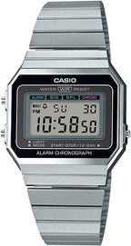Casio Reloj clásico de cuarzo plateado con pantalla digital A700W-1ACF para hombre