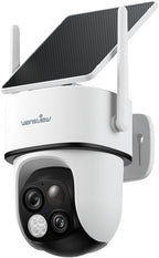 Wansview Cámara solar inalámbrica para exteriores, lente dual 2K 360°, 2.4G, B7 1 paquete | Cámaras PTZ 2K para seguridad del hogar con panel solar/alimentada por batería, detección PIR