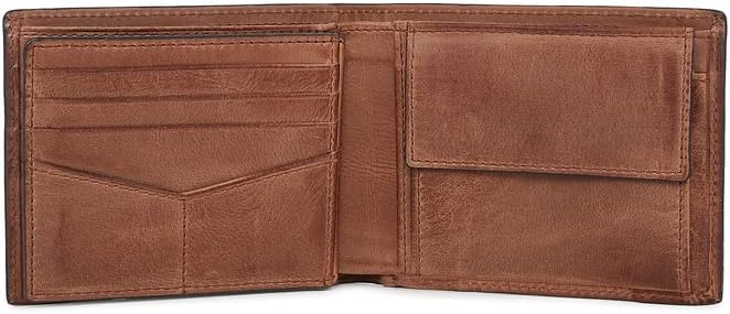 Fossil Men's Derrick Leather RFID-Blocking Bifold with Coin Poc...