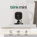 Blink Mini - Cámara de seguridad inteligente compacta, conectable, para interiores, Black, 2 Cameras