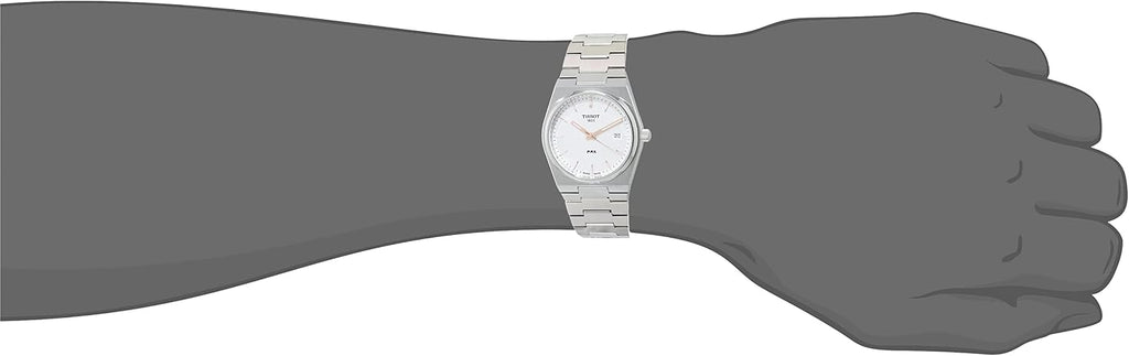 Reloj de vestir Tissot para hombre PRX con carcasa de acero inoxidable 316L, color gris T1374101103100