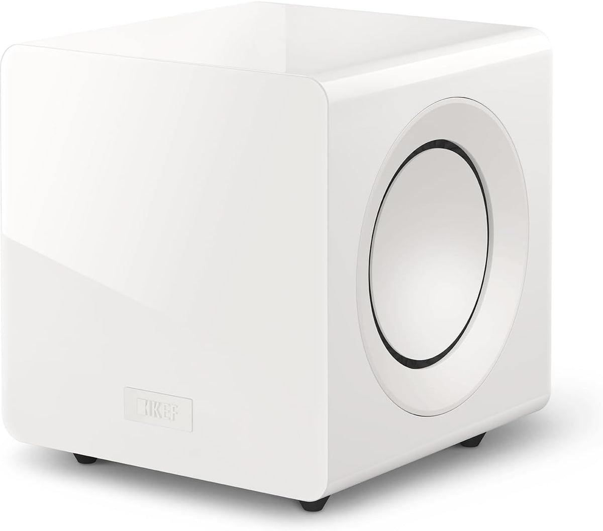 KEF KC92 - Subwoofer con cancelación de fuerza, color blanco brillante