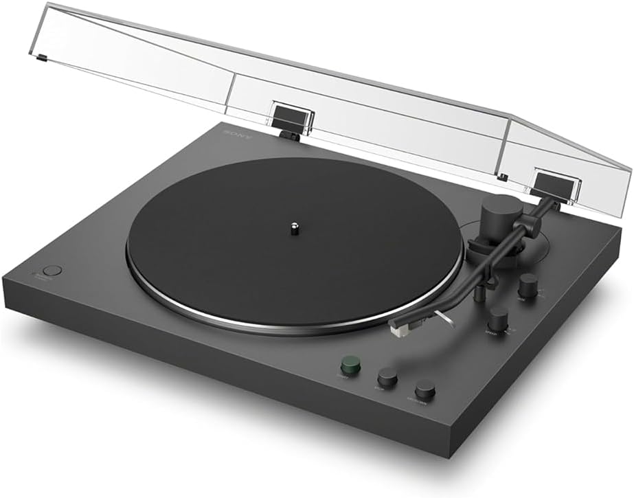 Sony PSLX3BT - Tocadiscos de reproducción automática completa con conectividad Bluetooth, paquete negro con kit de limpieza de discos de vinilo Deco Gear y Deco Essentials 2 años CPS paquete de protección mejorada