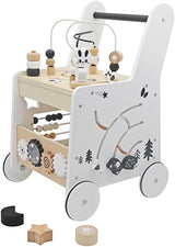 Andador de madera para bebés cubos de actividad Montessori