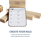 Juegos familiares de torre gigante para niños y adultos, 60 bloques de madera de pino de Nueva Zelanda que se apilan hasta 5 pies para interiores y exteriores, juegos de patio para la familia
