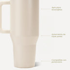 HydroJug Traveler - Botella de agua aislada con asa, 40 onzas, color crema