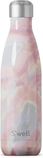 S’well Botella de agua de acero inoxidable de 17 onzas, color Geode Rose, aislamiento al vacío de triple capa para mantener las bebidas frías durante 36 horas y calientes durante 18 horas, sin BPA
