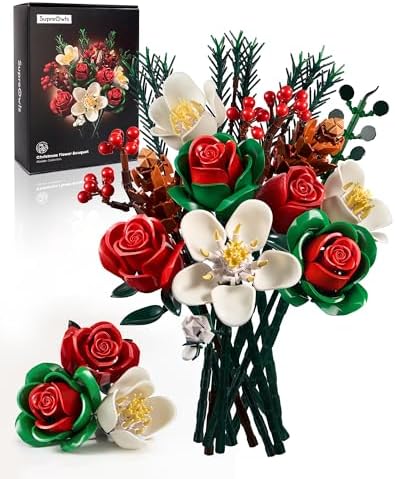 iATOM Juego de construcción de ramo de flores, kits de colección botánica de rosas moradas para mujeres adultas, regalo para el día de la madre para ella/mamá/novia/esposa/pareja, decoración gótica mo