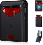 Billetera para hombre con bloqueo RFID minimalista para 12-14 tarjetas | Cartera inteligente delgada y plegable con ventana para identificación y ranura para efectivo, bolsillo frontal, estuche