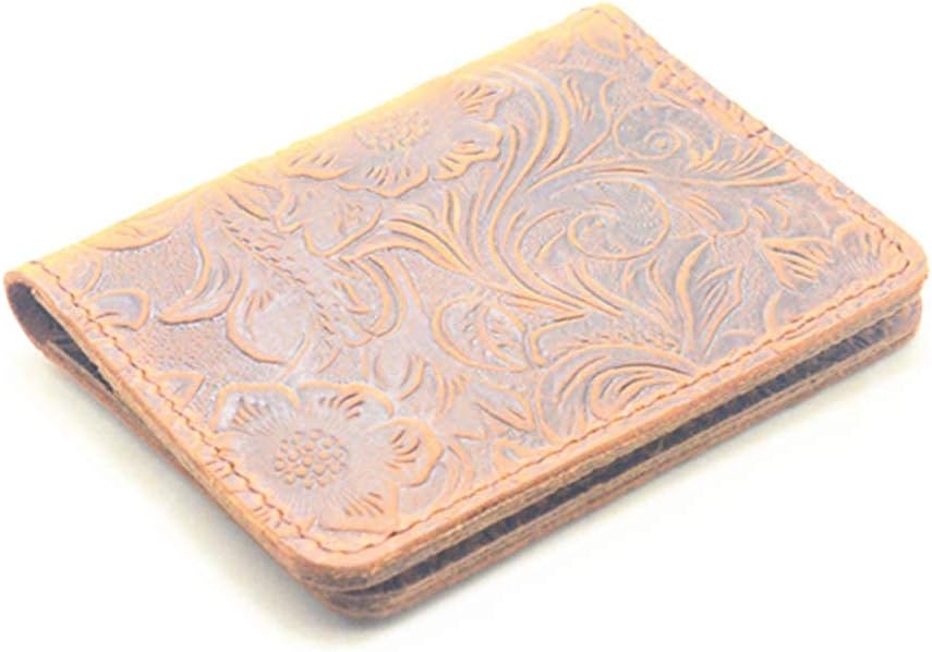 JJNUSA Cartera de cuero minimalista hecha a mano para hombres envej...