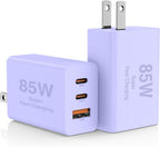 Paquete de 2 bloques de cargador de pared USB C de 65 W, adaptador de carga USB C de 3 puertos de 100 W tipo C de carga súper rápida para MacBook Pro/Air, i-Pad Pro, i-Phone 17/16/15, Galaxy S25 y más