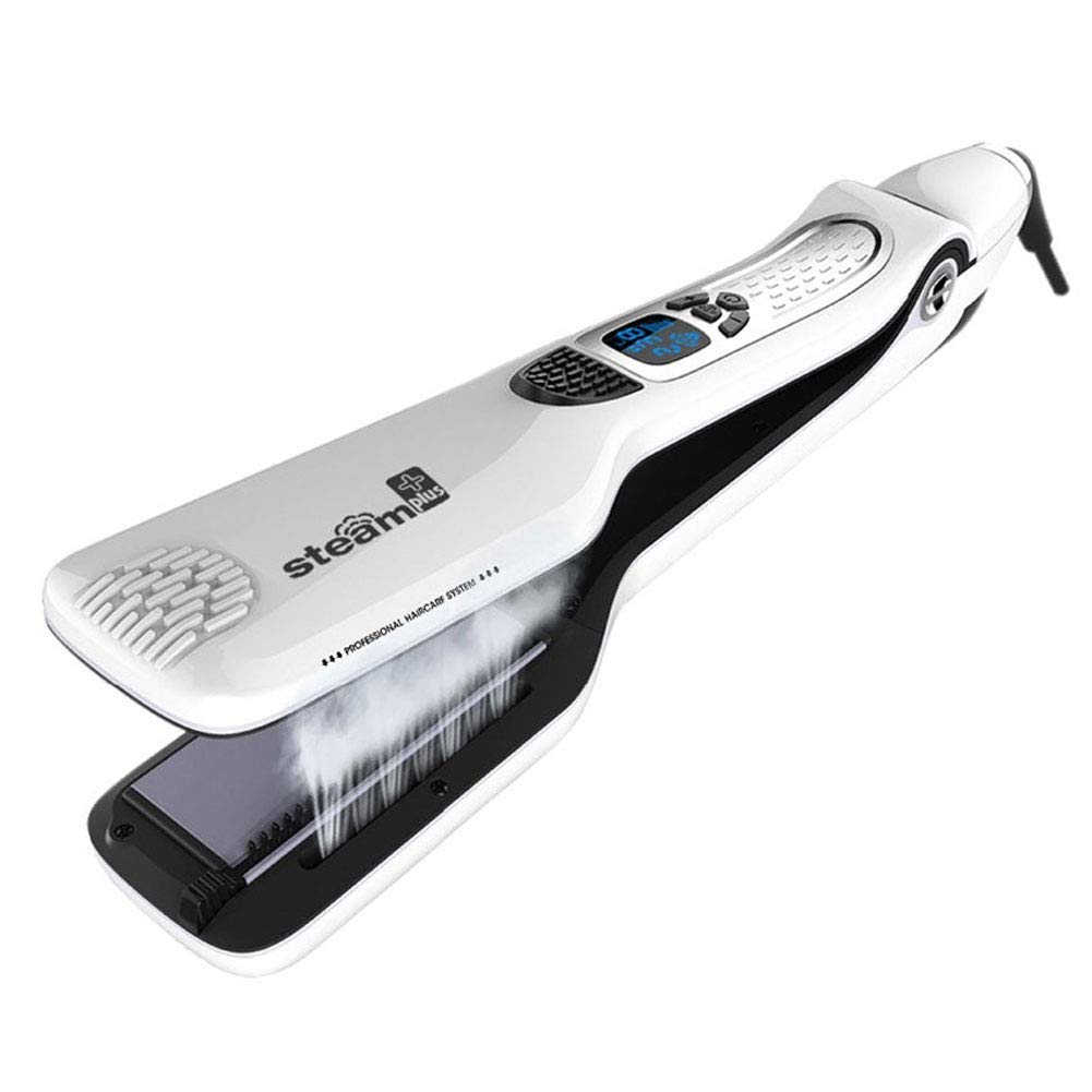 Plancha de pelo profesional a vapor, cepillo eléctrico de vapor ráp...