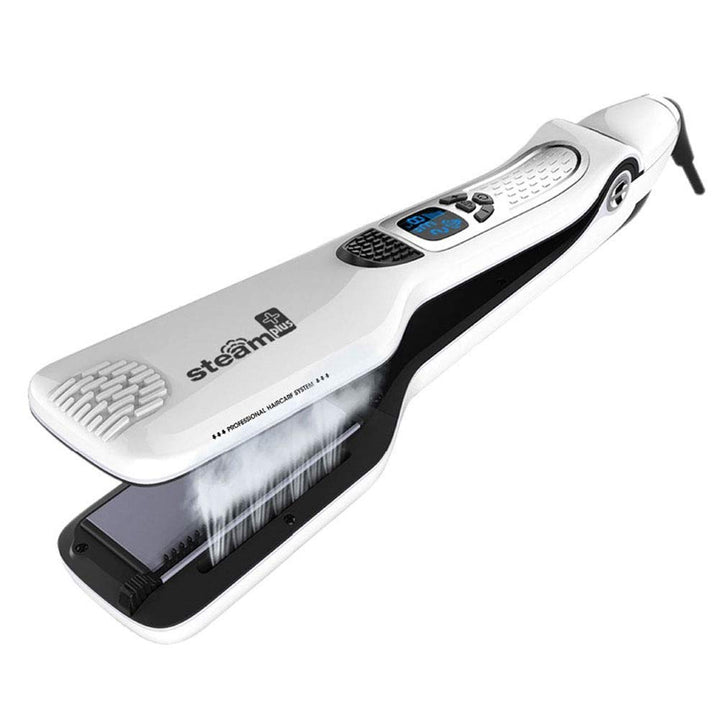 Plancha de pelo profesional a vapor, cepillo eléctrico de vapor ráp...